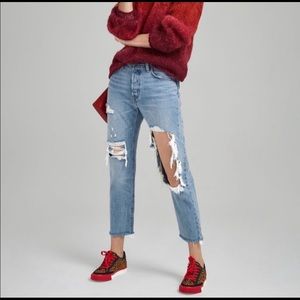 NWT Levi’s 501 Jeans Cropped Distressed sz26 $128